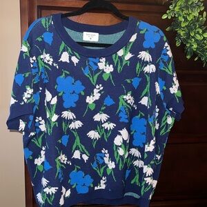 Kate Spade Navy and Blue Floral Top